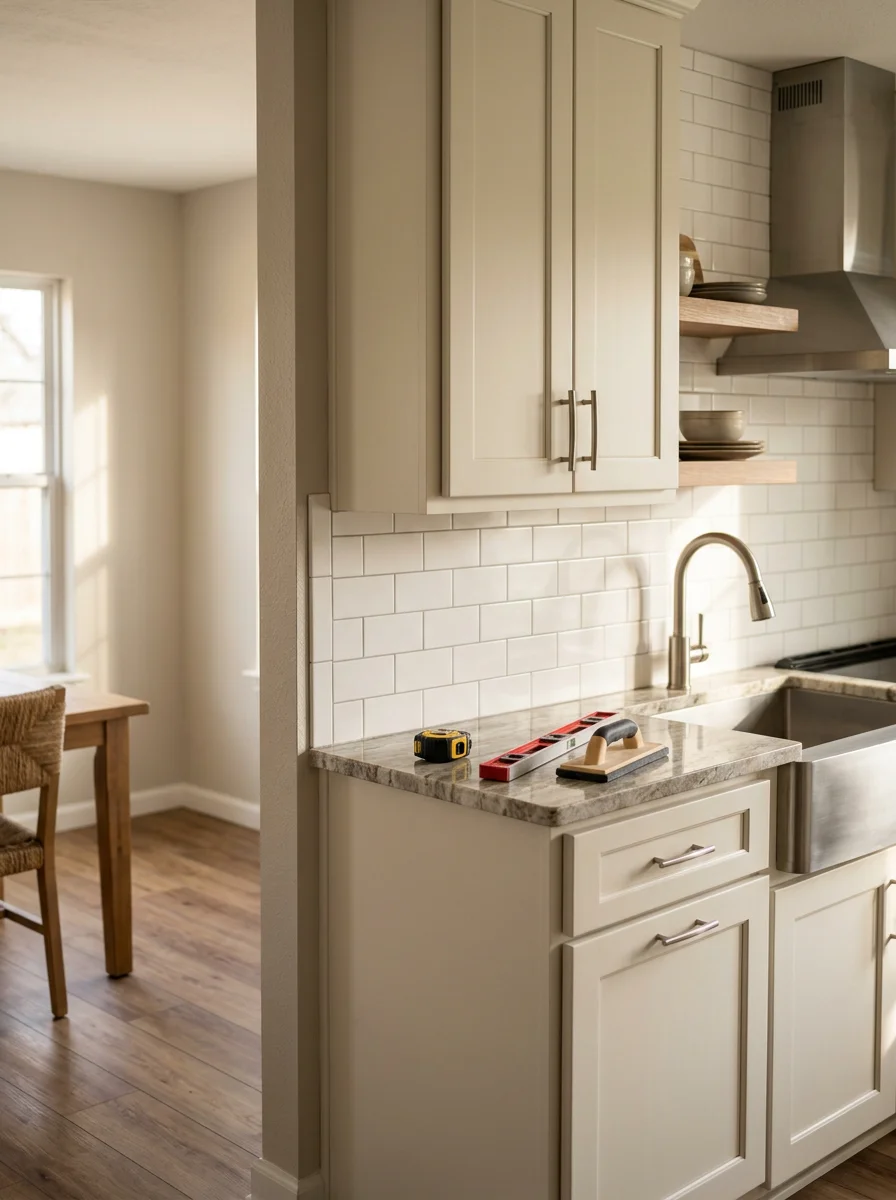 Custom kitchen remodel showcasing countertops, cabinetry, and tile work in Hockley home