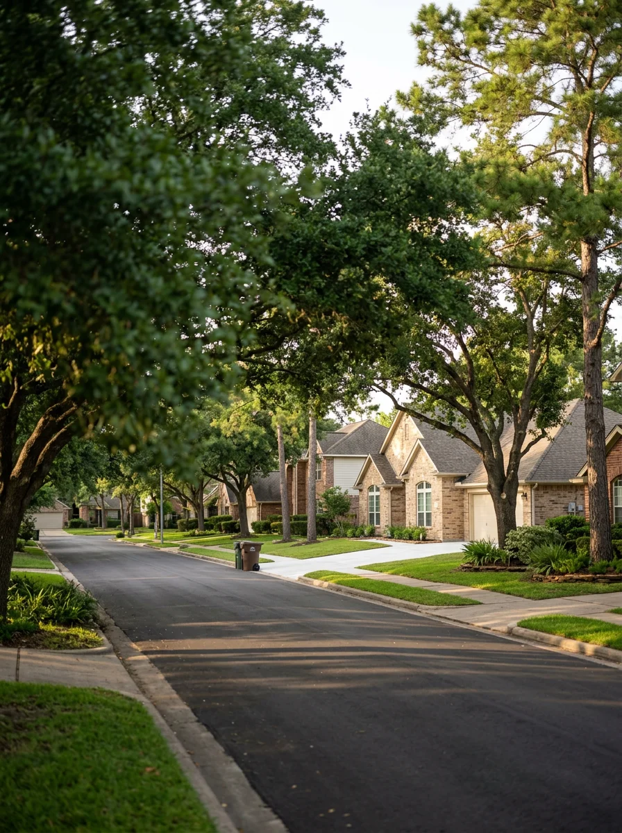 Residential neighborhood in Humble with family homes and tree-lined streets